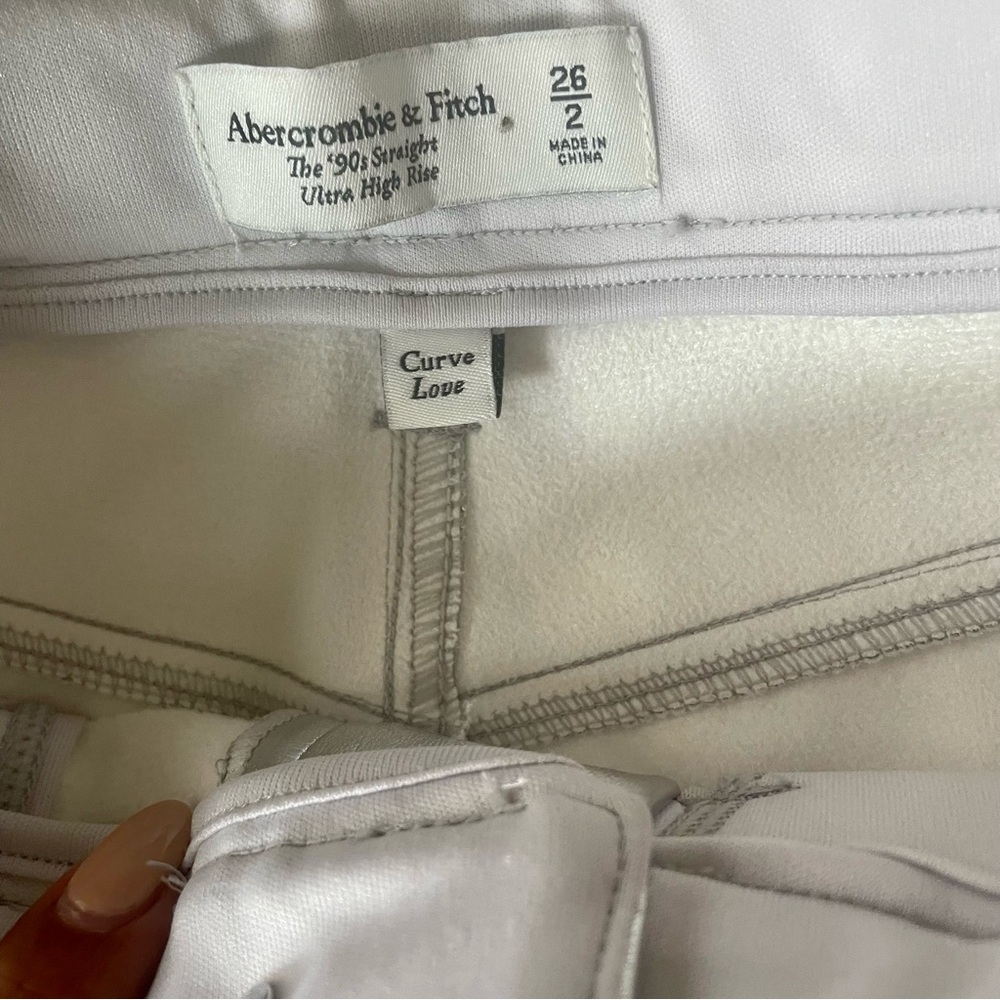 Abercrombie & Fitch Silver 90’s Straight Leg Vegan Leather Pants - Picture 7 of 11